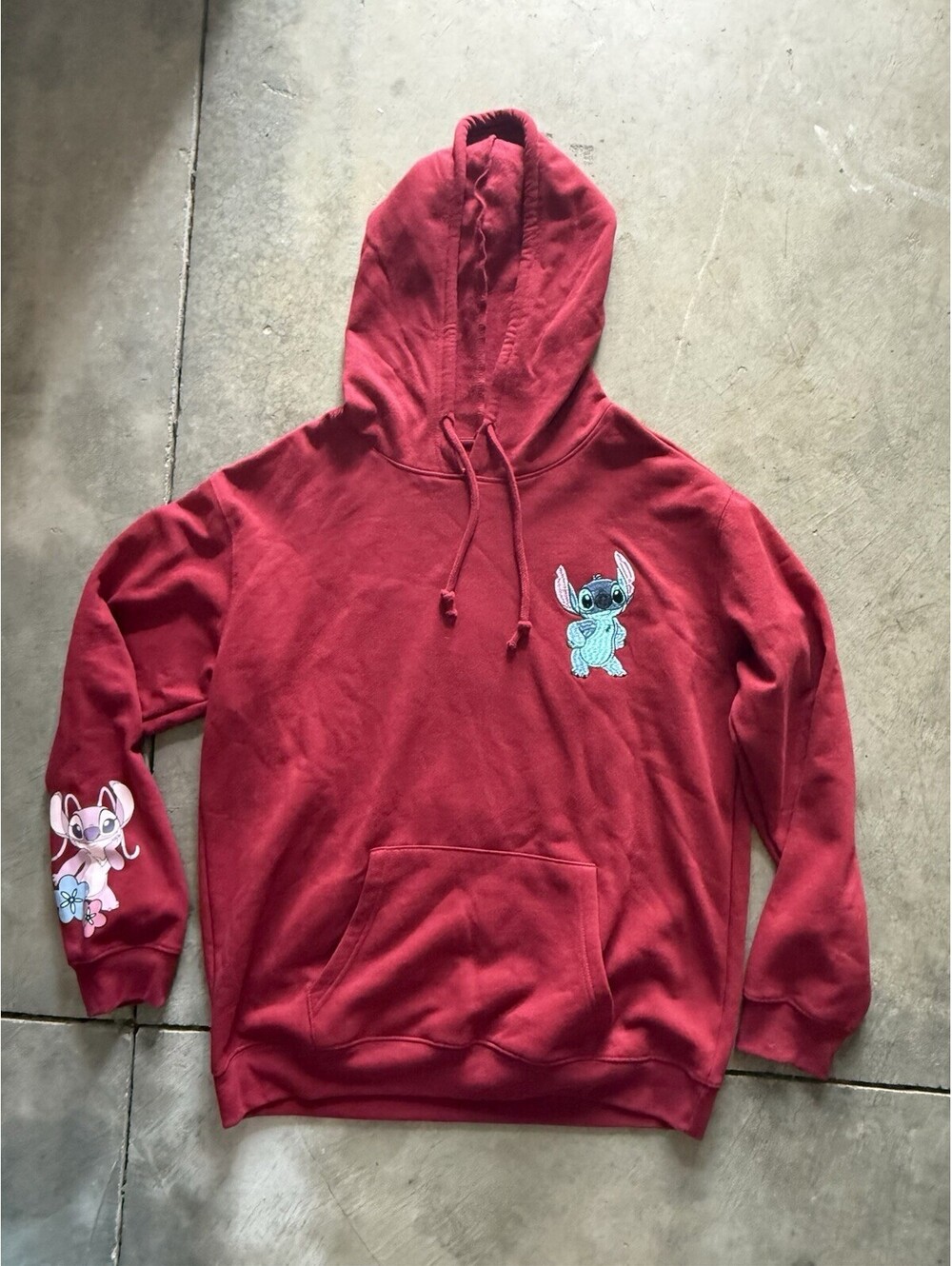 Disney Hoodie Lilo & Stitch Angel Embroidered Pullover Sweatshirt Youth Large